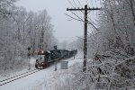 With the overnight snowfall coating everything, 6351 splits the Munger Rd signals leading Z127 south